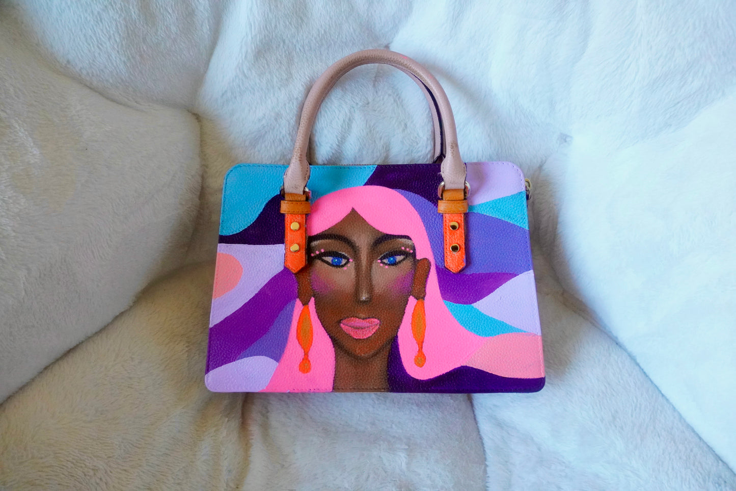 Hand-Painted Couture Leather Bag — Custom Commission